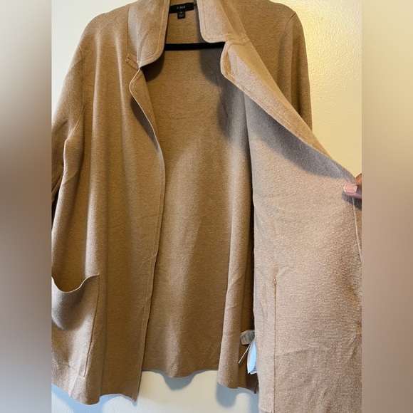 J. Crew Eloise Sweater-Blazer In Tan Size Medium Lighter-weight Cotton Blend - Picture 4 of 10